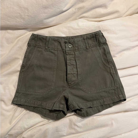 RE/DONE Originals 50s REDONE High
Waist Military Shorts Olive Army Green - Picture 2 of 2